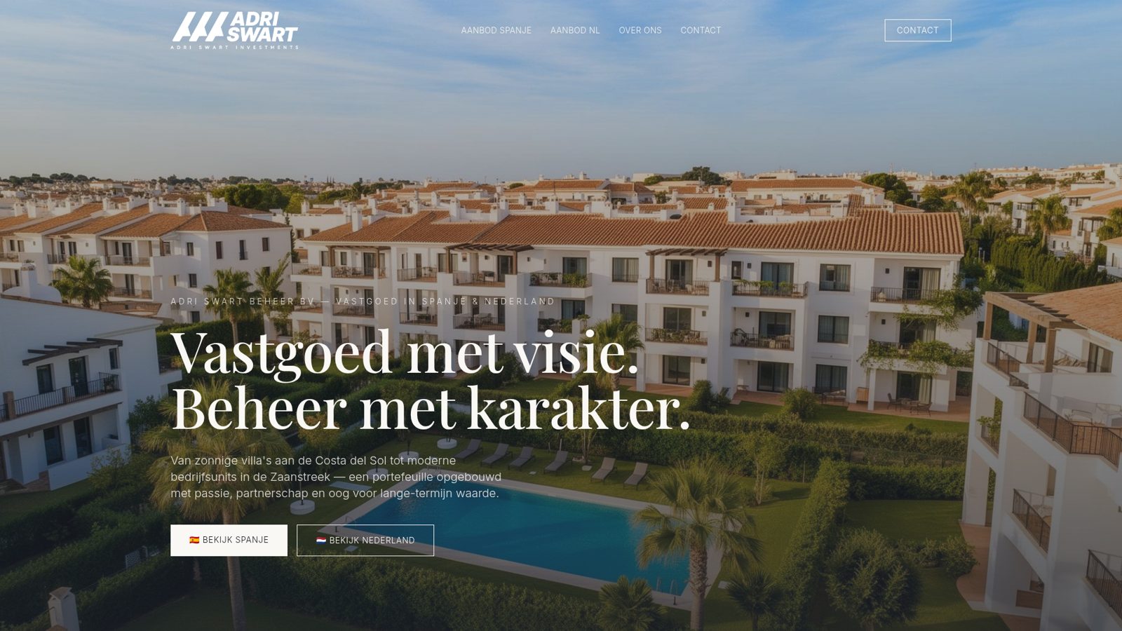 Website van een vastgoedbeheerbedrijf